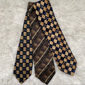 100% Pure Silk 3 pcs. Vintage Pattern Tie Bundle